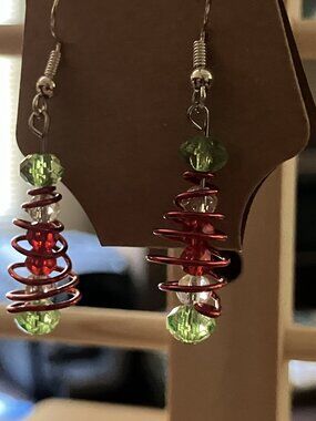 Handcrafted Christmas Tree Earrings